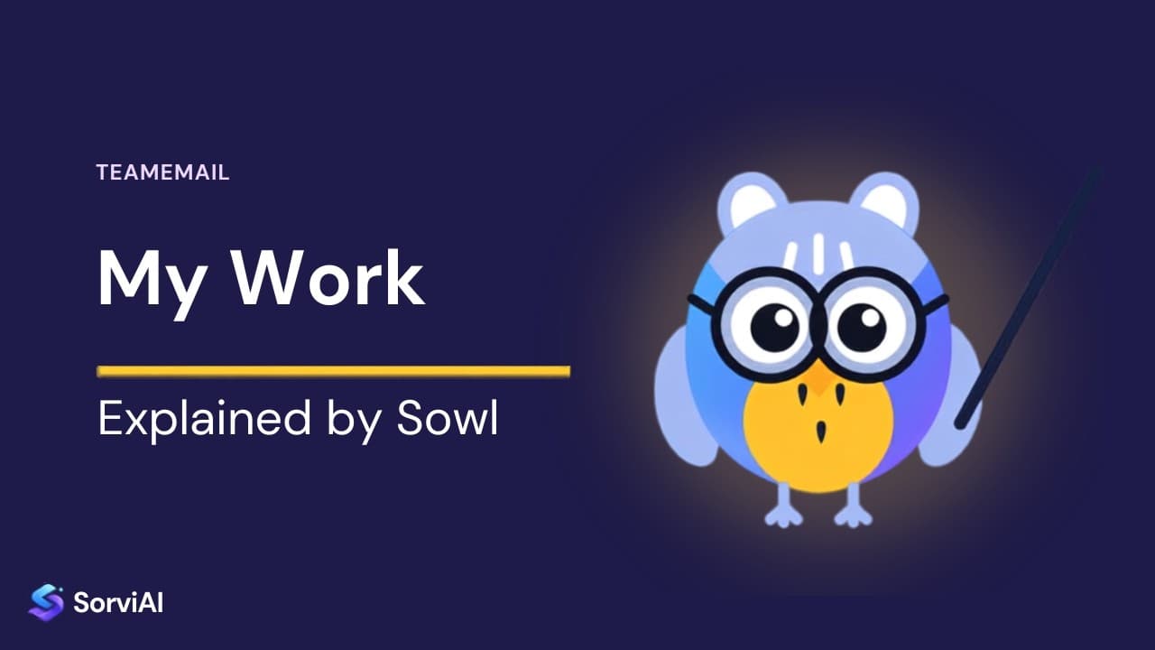My work in TeamEmail, explained by Sowl: the SorviAI tutor, a blue owl in round glasses holding a pointer.