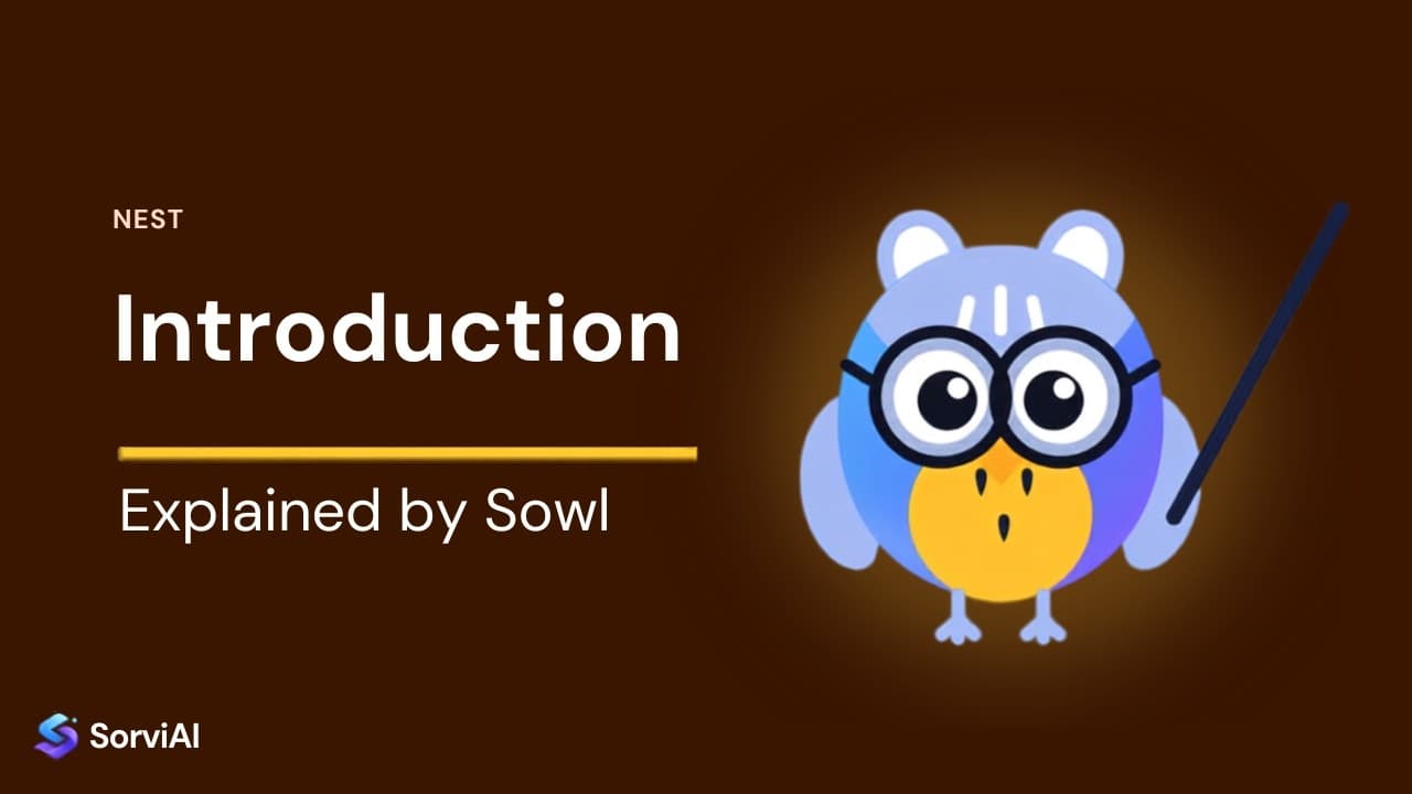 An introduction to SorviAI Nest, explained by Sowl: the SorviAI tutor, a blue owl in round glasses holding a pointer.