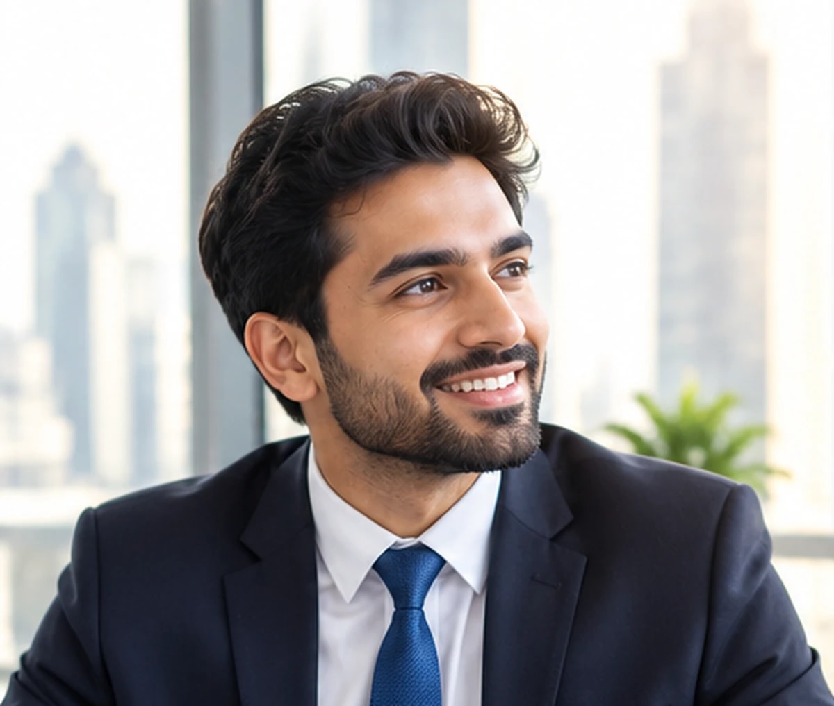An owner in a suit, holding a report, with Sales, Accounts, Purchasing, the accountant, customers and the bank all routing their questions to them: price, chase, approve, numbers, get paid and stay updated.